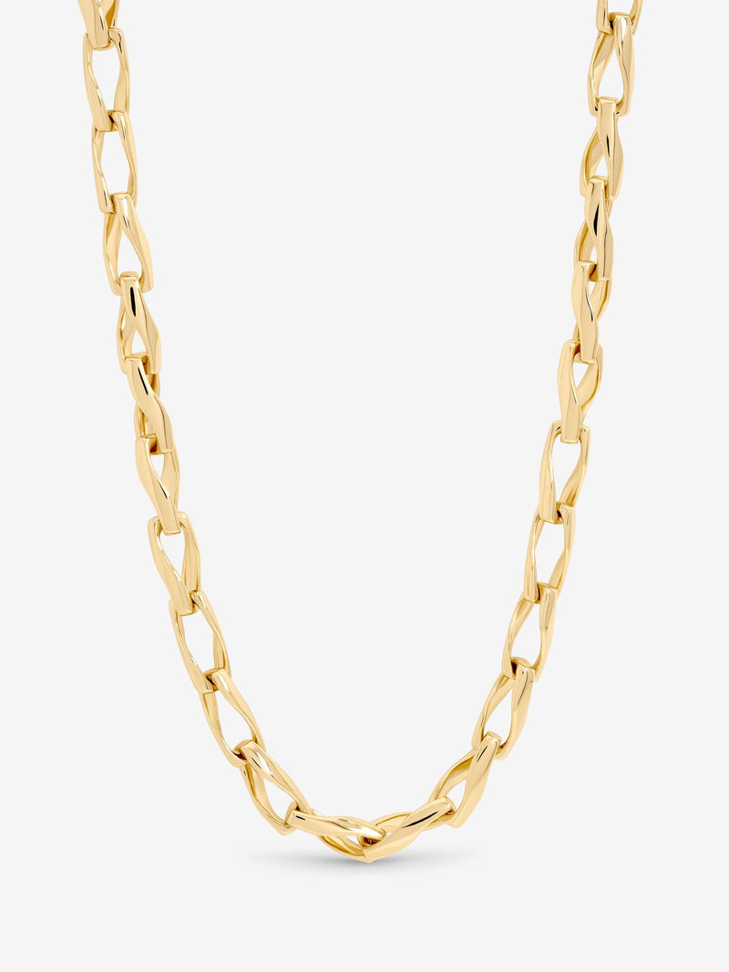 Inicio gold tone twisted link necklace gift pouch (British brand)