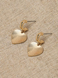 Inicio gold tone diamond cut heart charm huggie earrings - British product