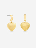 Inicio gold tone diamond cut heart charm huggie earrings - British product