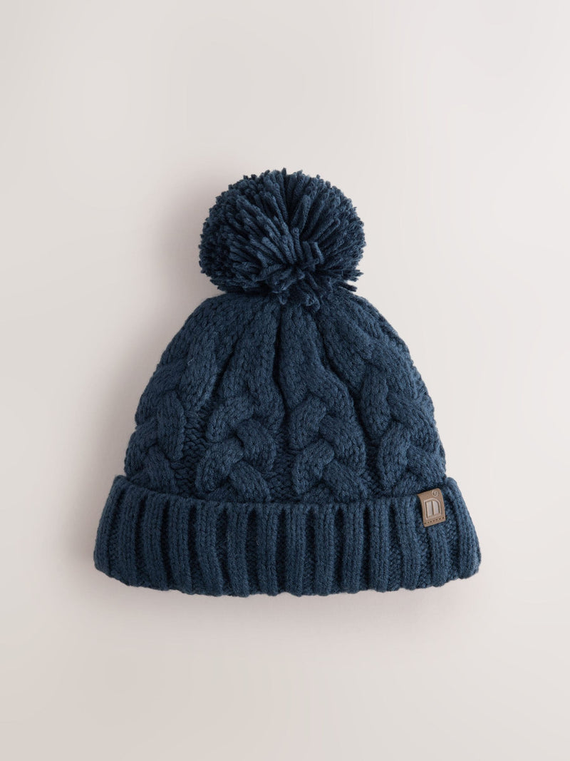 Navy Cable Knit Pom Hat (1-16yrs)