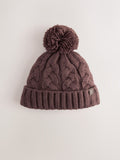 Chocolate Brown Cable Knit Pom Hat (1-16yrs)