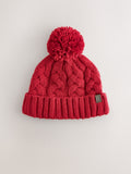 Red Cable Knit Pom Hat (1-16yrs)
