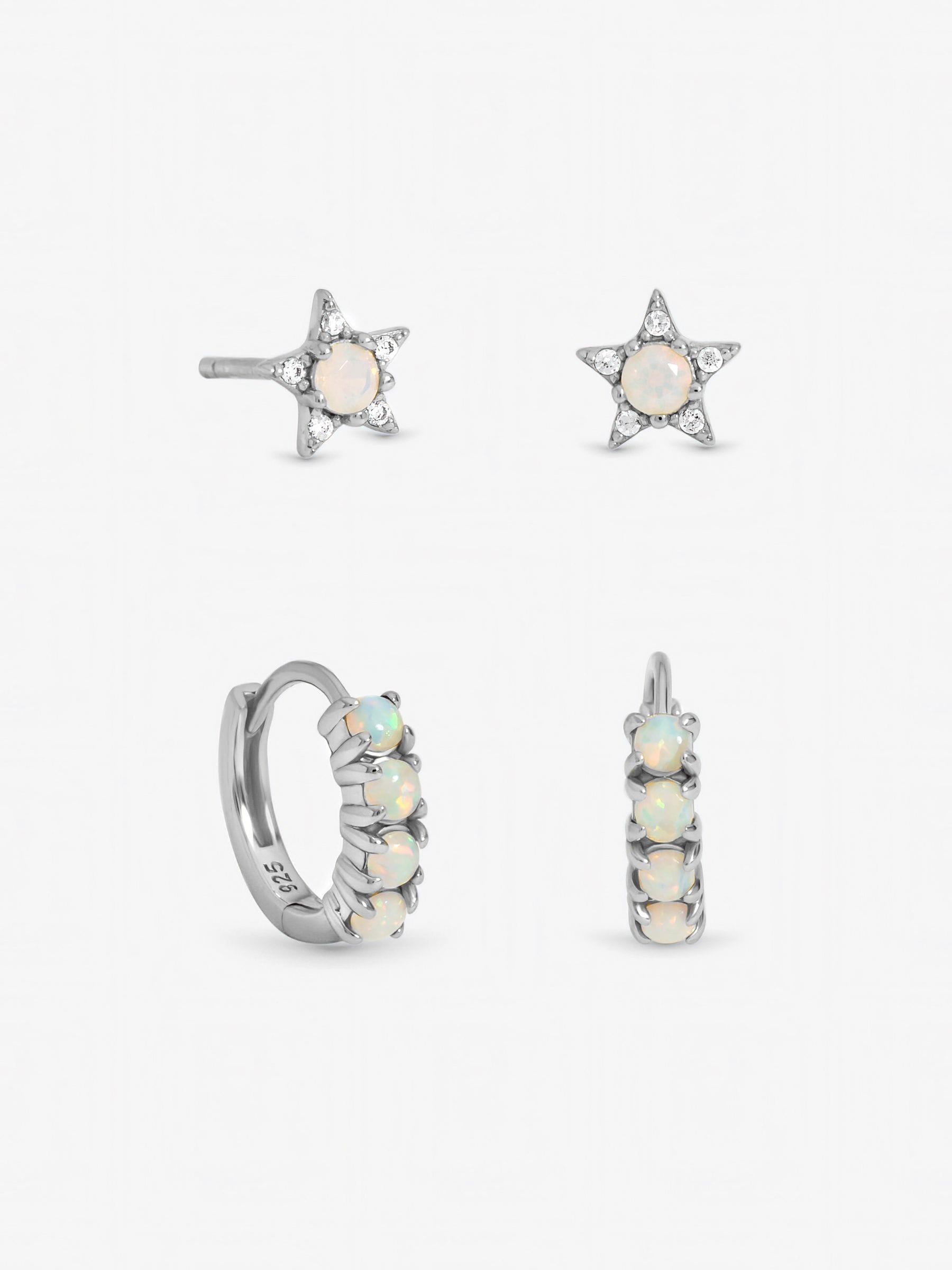 Inicio sterling silver plated opal earrings pack of 2 - British product