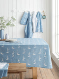 Catherine Lansfield Blue Salcombe Boats Cotton Dining Table Table Cloth