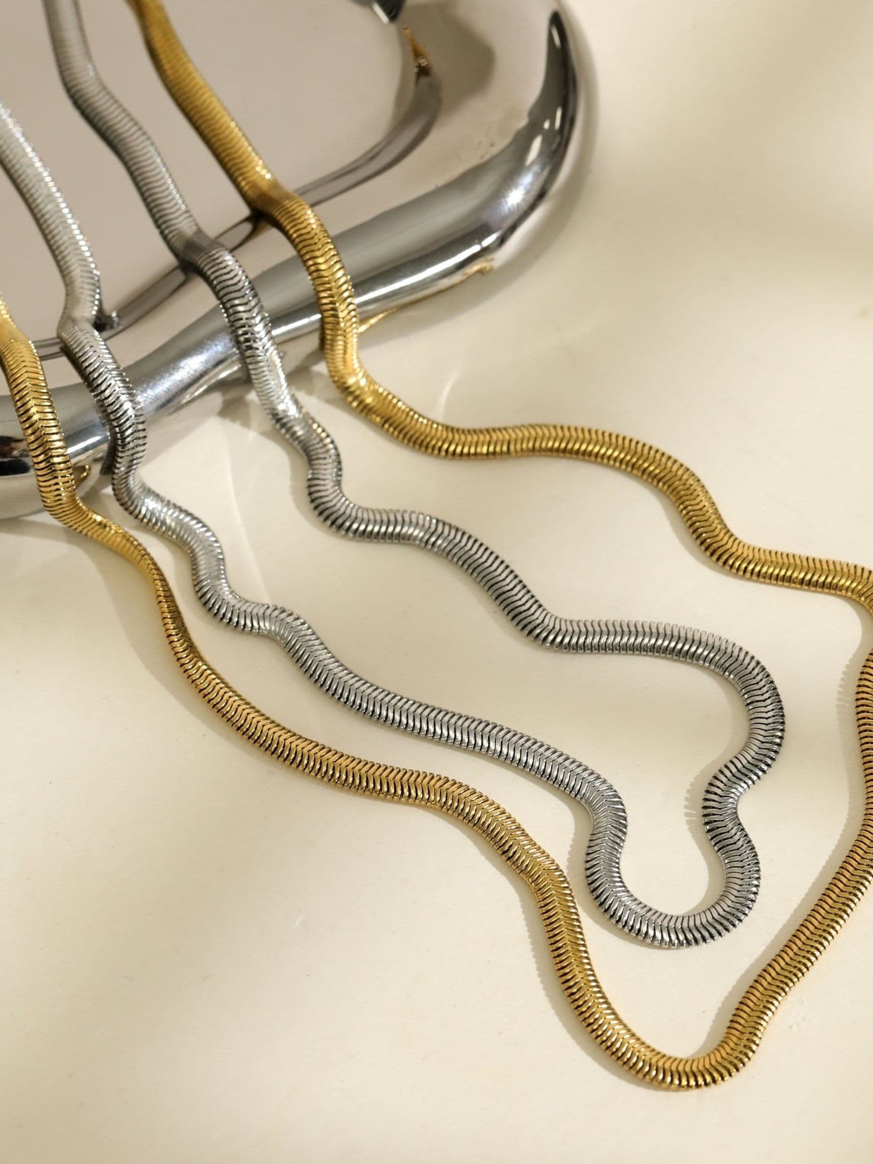 Inicio gold tone snake chain necklace 20 inches, UK version