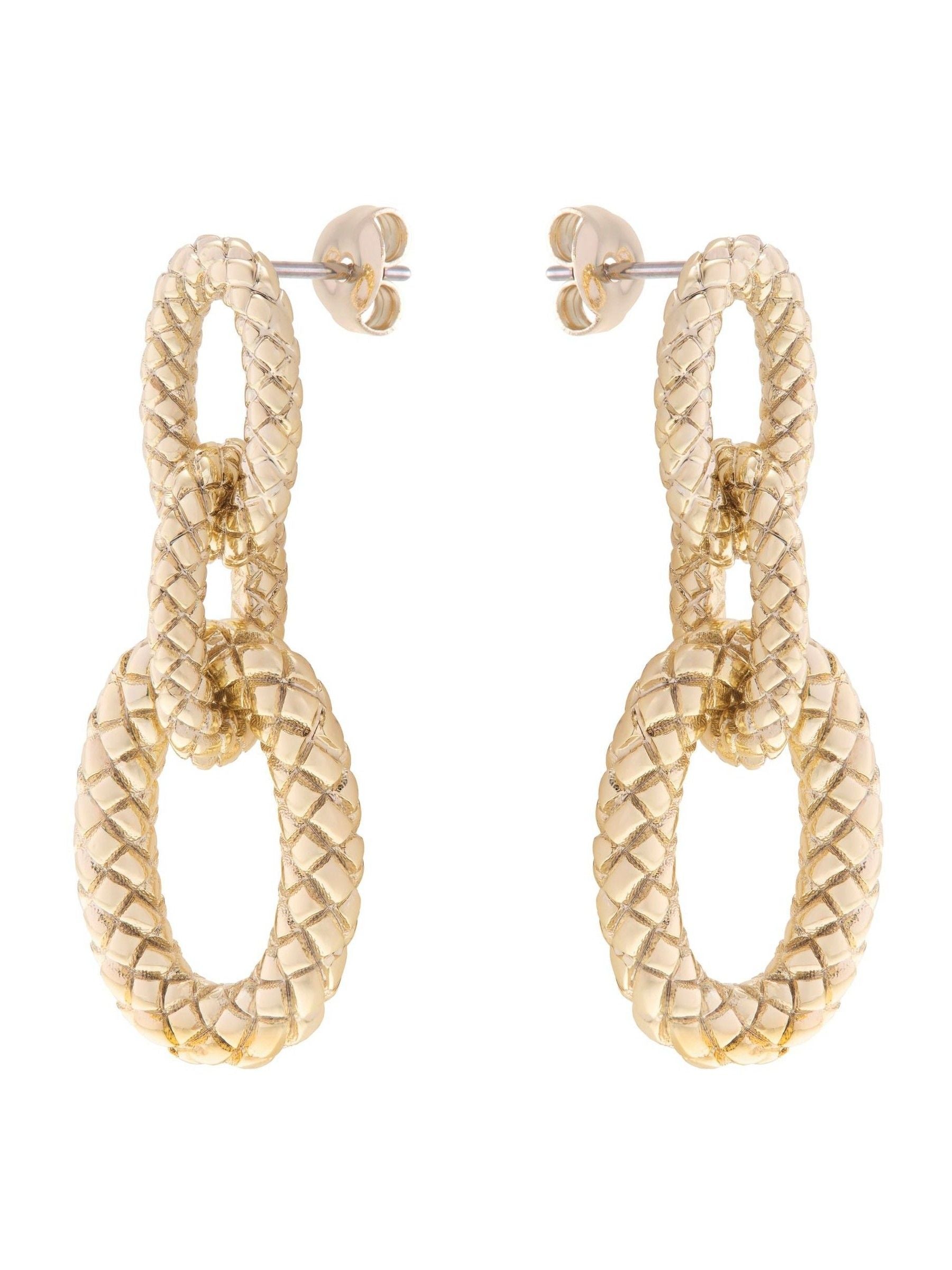 Karen Millen gold tone woven link drop earrings (British brand)