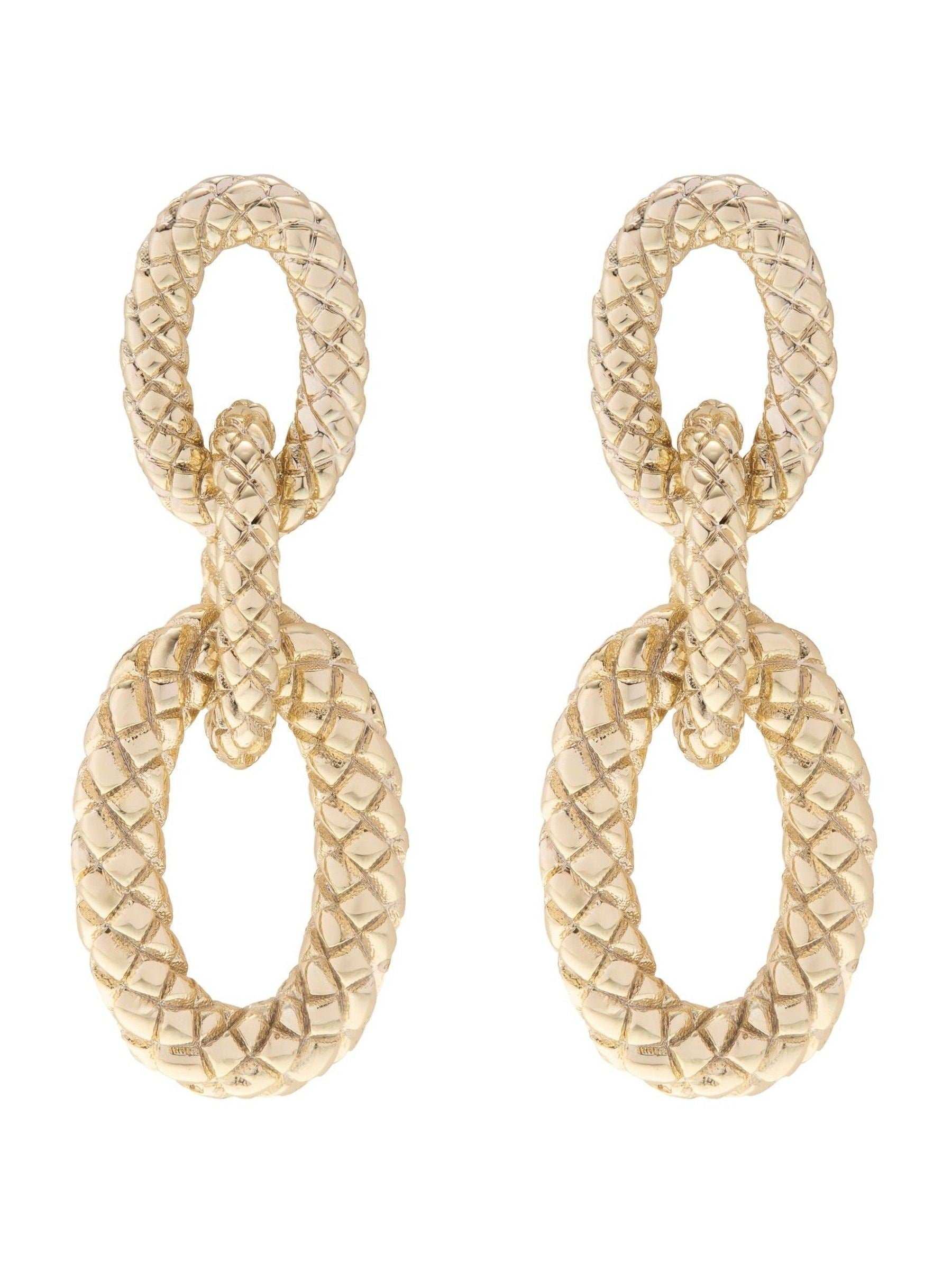 Karen Millen gold tone woven link drop earrings (British brand)