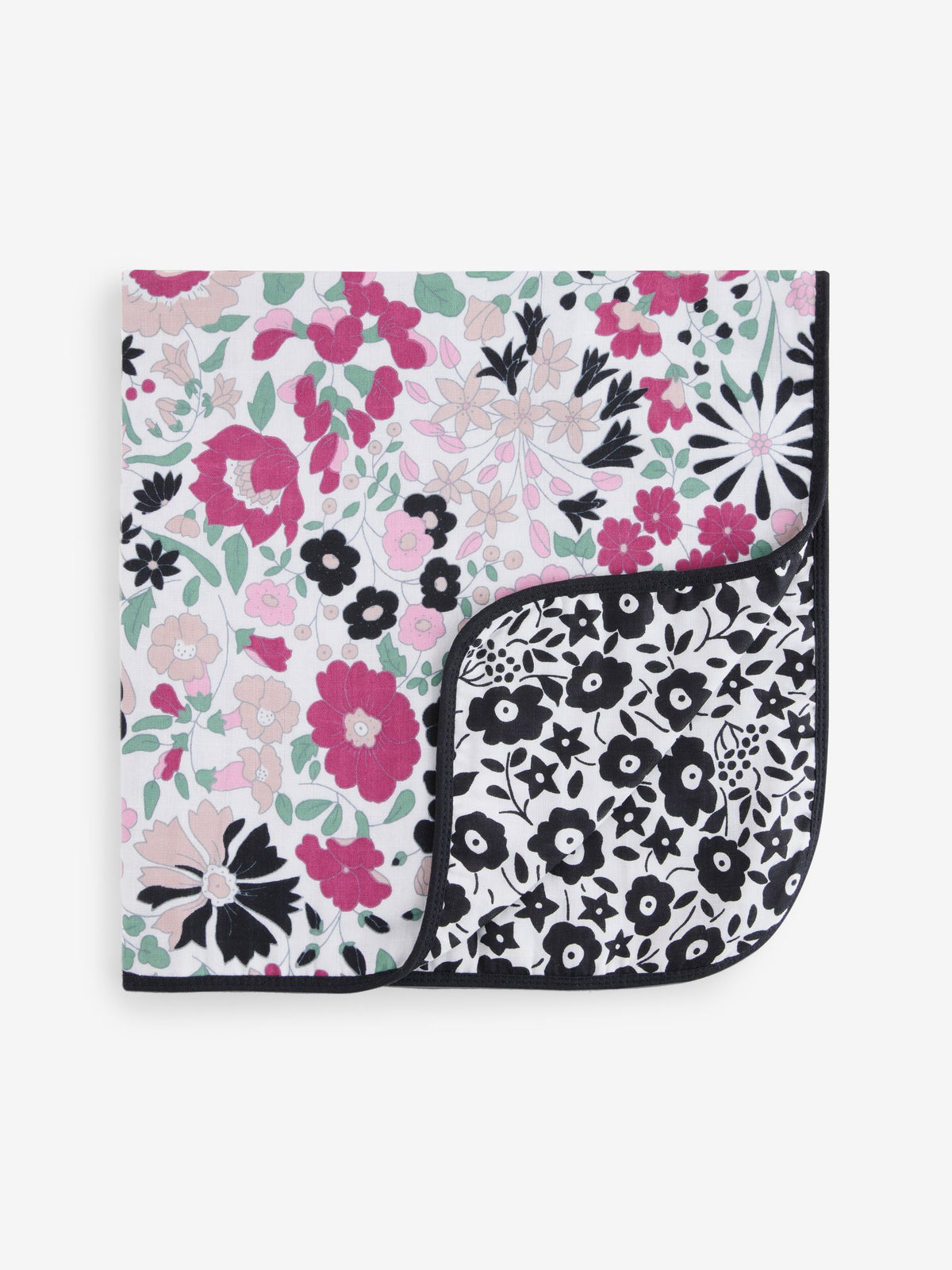 Etta Loves black white Liberty muslin blanket 80x80cm, imported from the UK