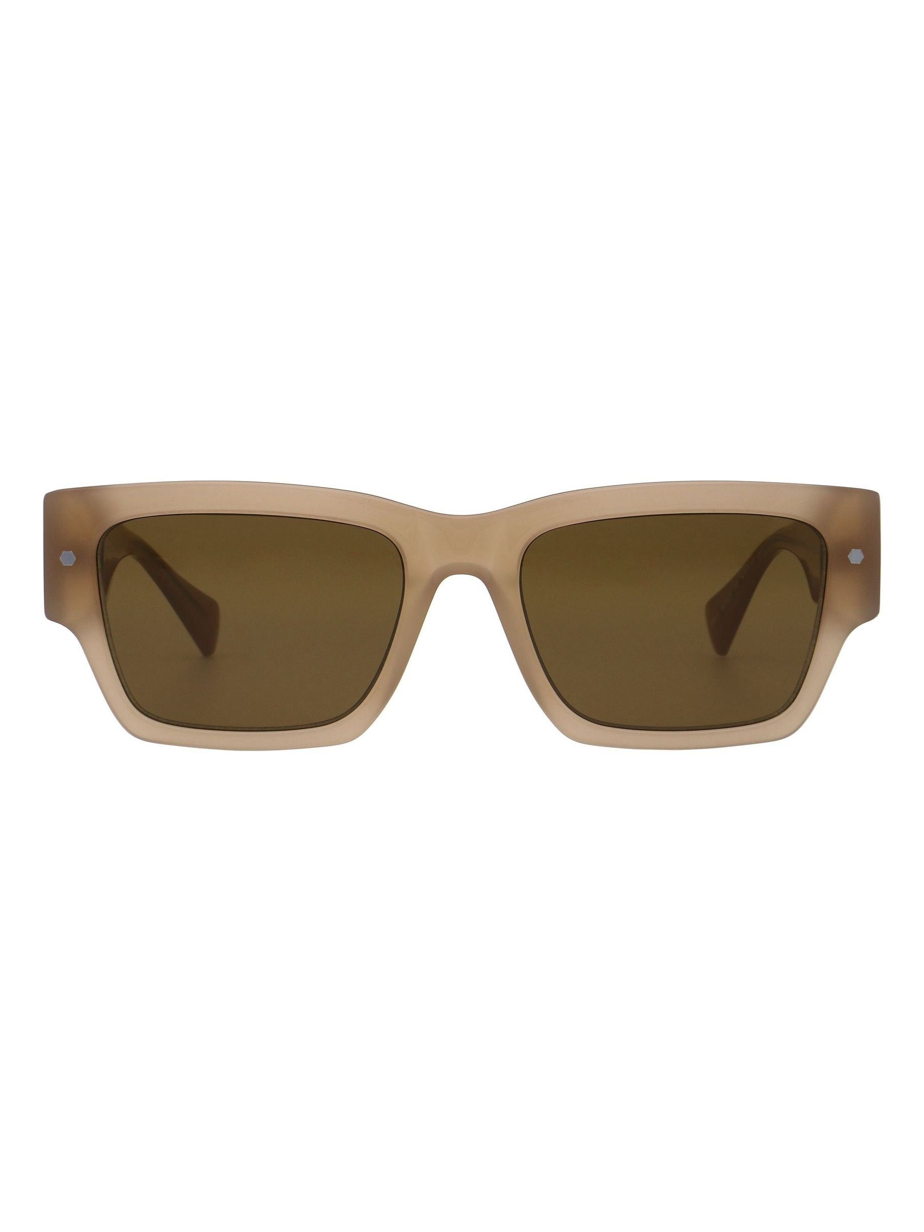 AllSaints IGGY square sunglasses in milky cognac (British brand)