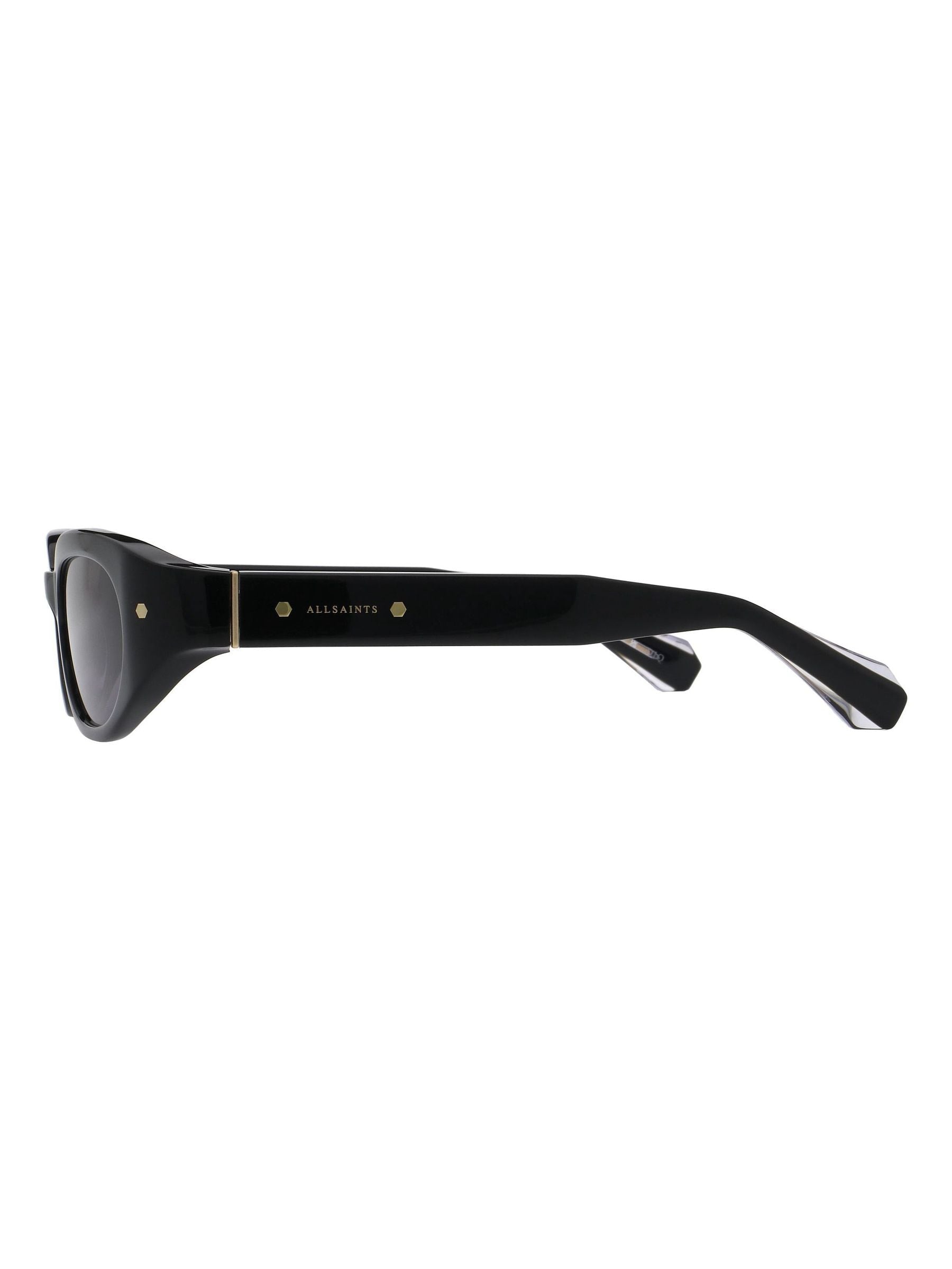 AllSaints LOLA black acetate sunglasses with dark grey lenses (British brand)