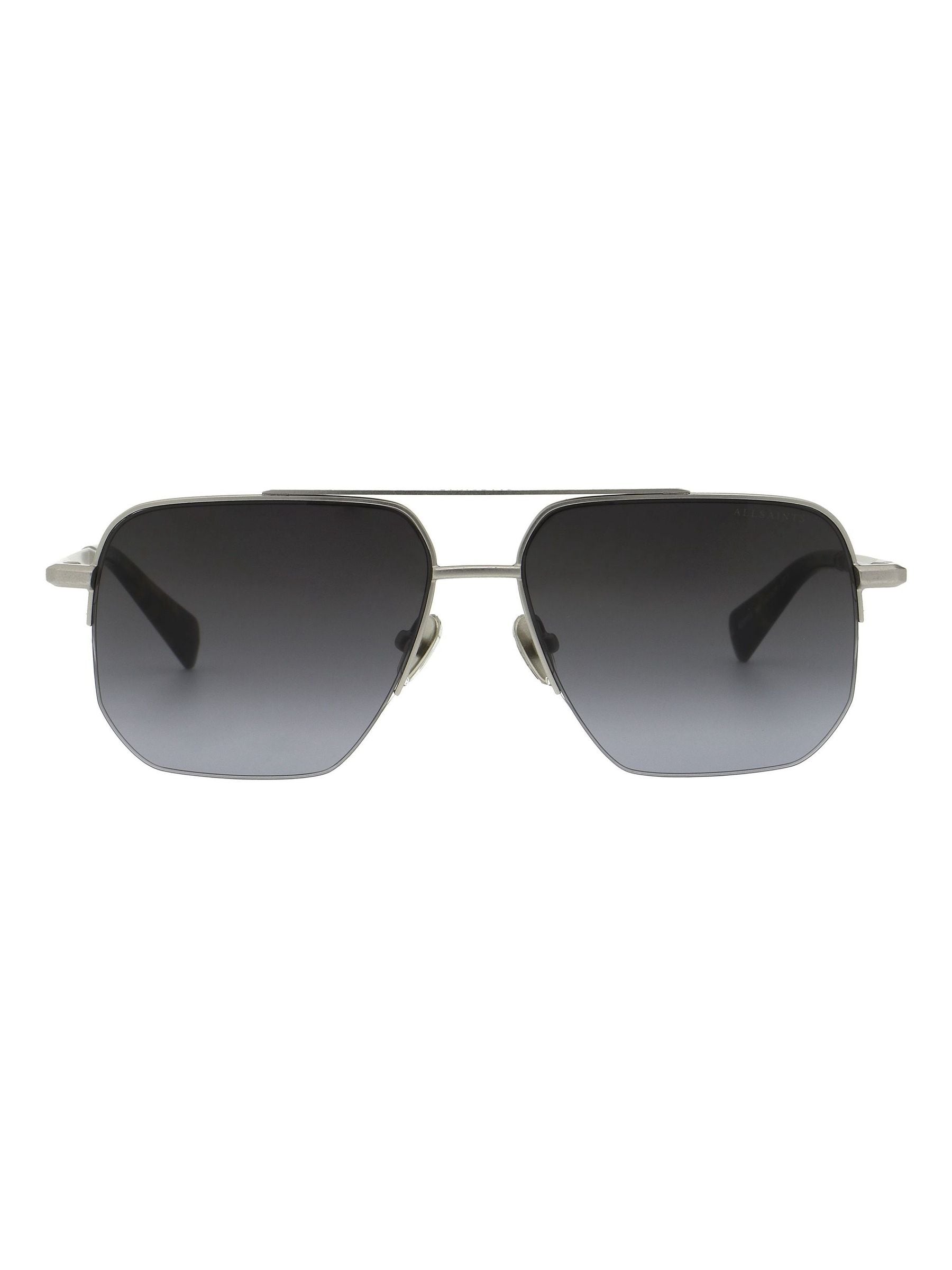 AllSaints KAI silver metal sunglasses with dark grey lenses (British brand)