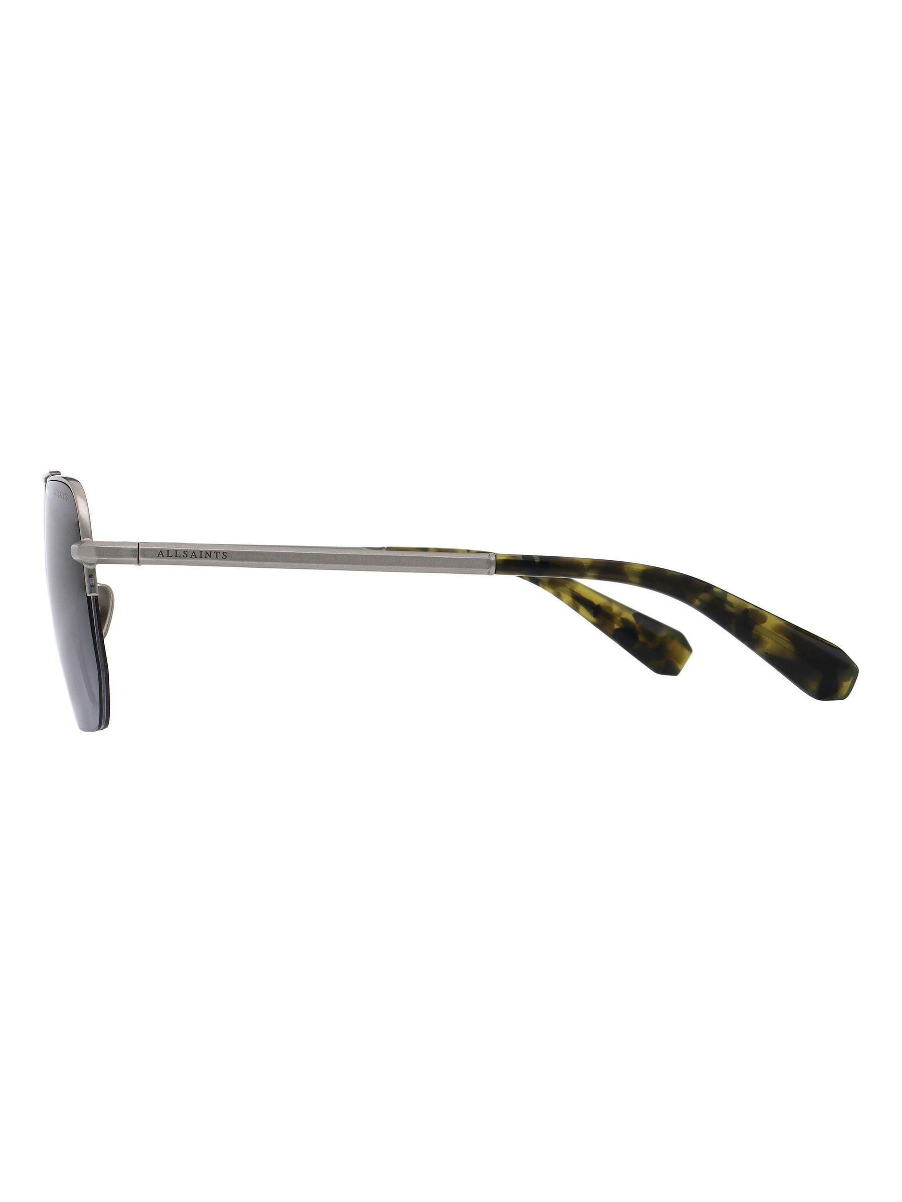 AllSaints KAI silver metal sunglasses with dark grey lenses (British brand)