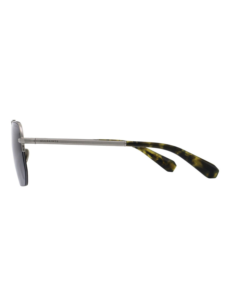 AllSaints KAI silver metal sunglasses with dark grey lenses (British brand)
