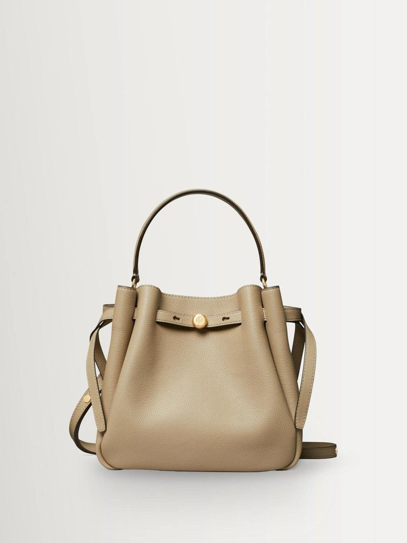 Tory Burch Soft Cement Romy Pebbled Bucket Bag