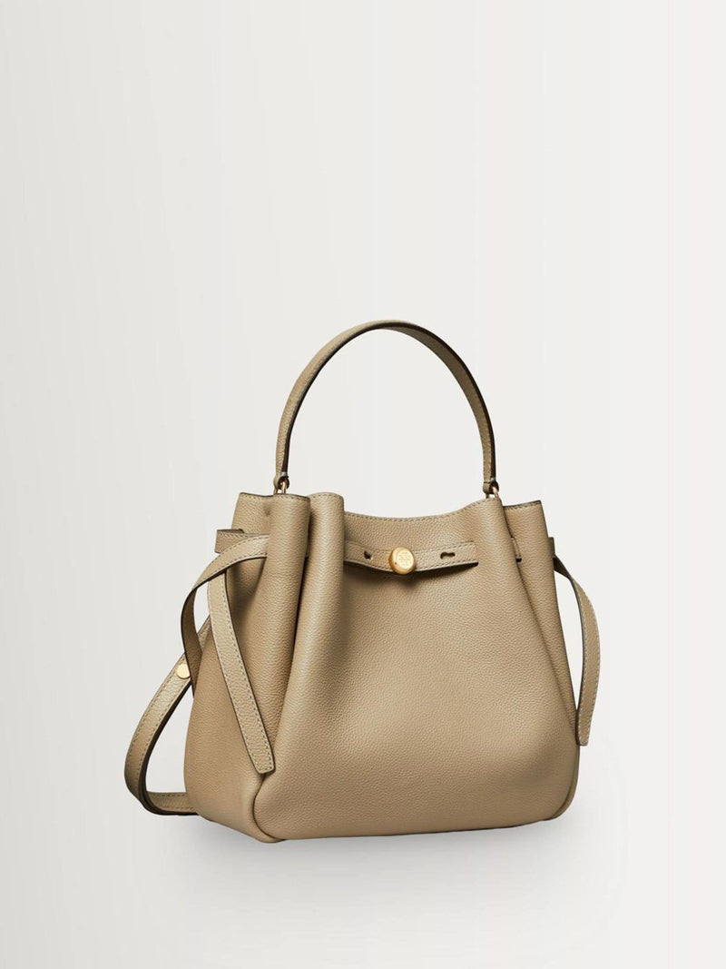 Tory Burch Soft Cement Romy Pebbled Bucket Bag