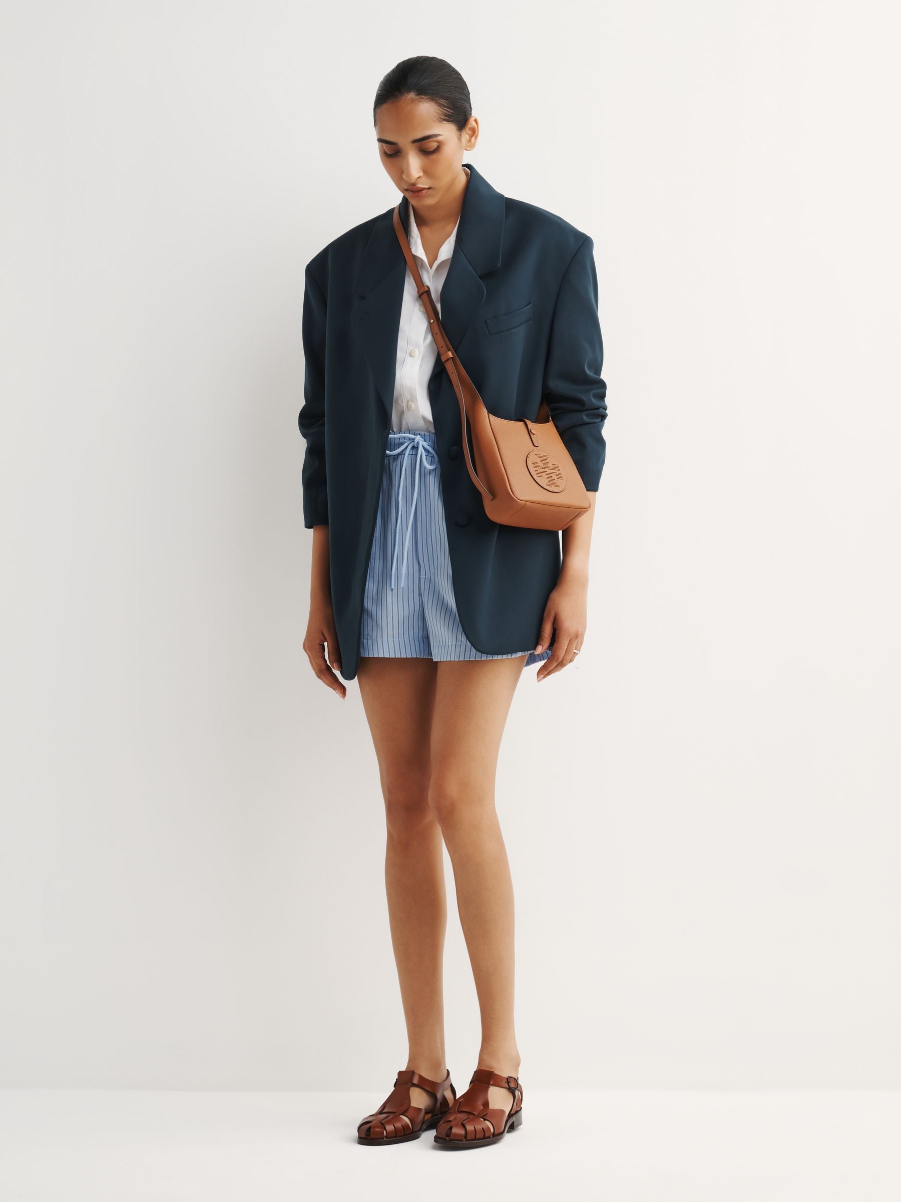Tory Burch Toffee Miller Swing crossbody bag, pebbled leather, imported from the UK