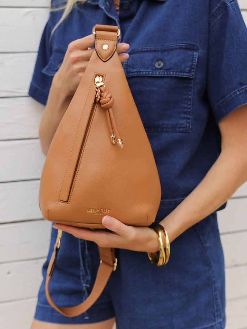 Luella Grey tan brown Darla weekend cross-body bag, imported from the UK