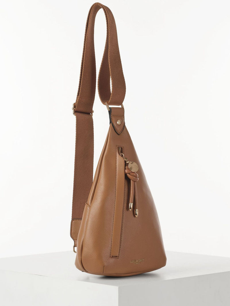 Luella Grey tan brown Darla weekend cross-body bag, imported from the UK