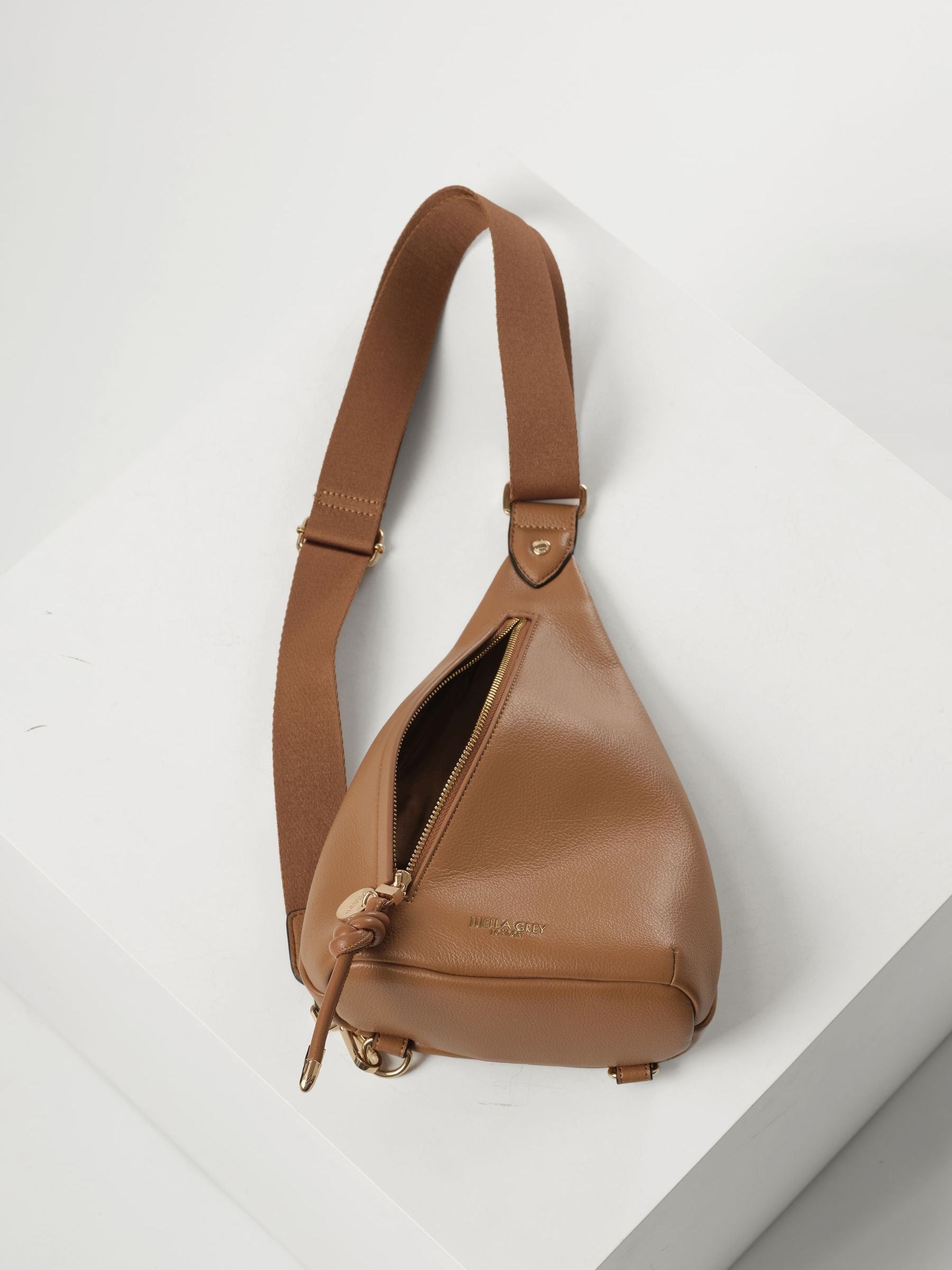 Luella Grey tan brown Darla weekend cross-body bag, imported from the UK