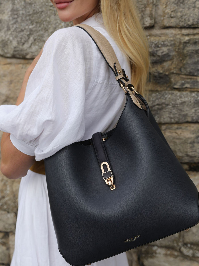 Luella Grey Blue Romany Hobo Tote, UK version