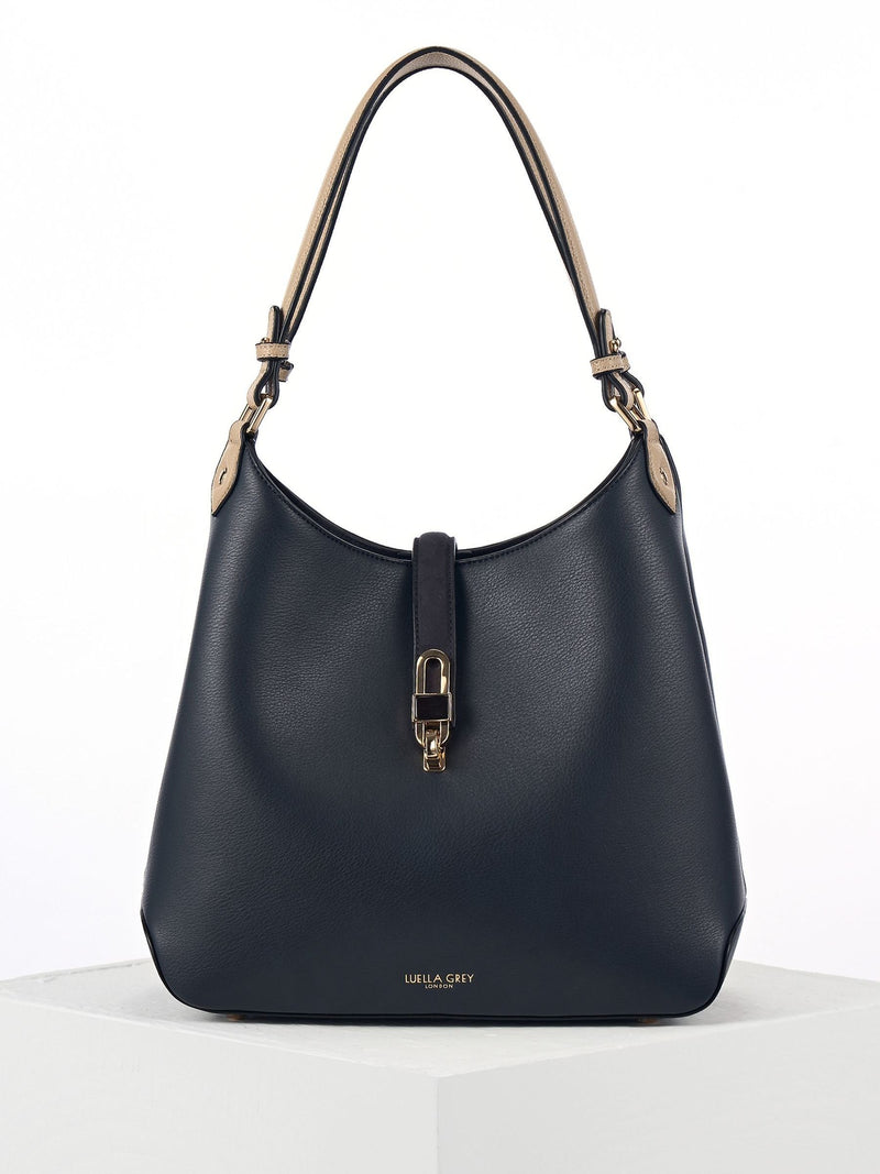 Luella Grey Blue Romany Hobo Tote, UK version