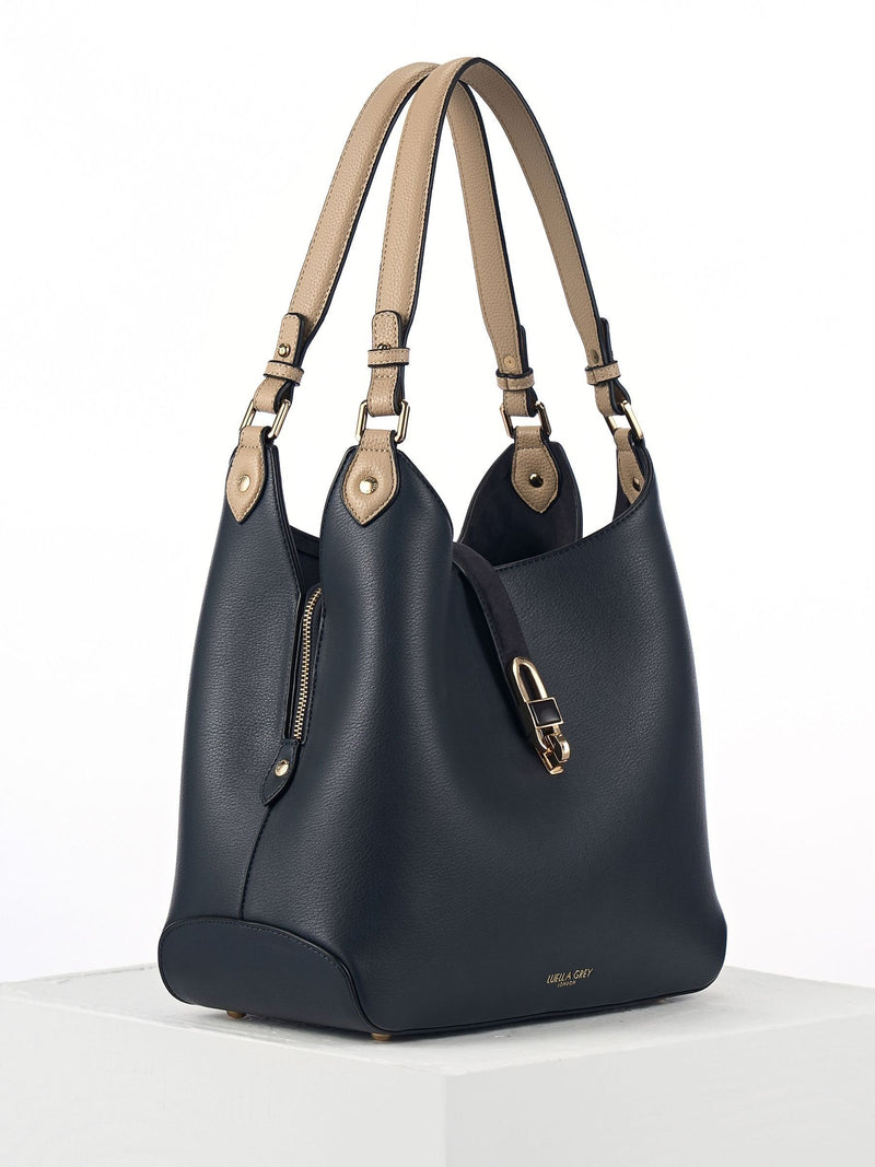 Luella Grey Blue Romany Hobo Tote, UK version