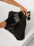 Luella Grey Black Pandora Suede Hobo Bag