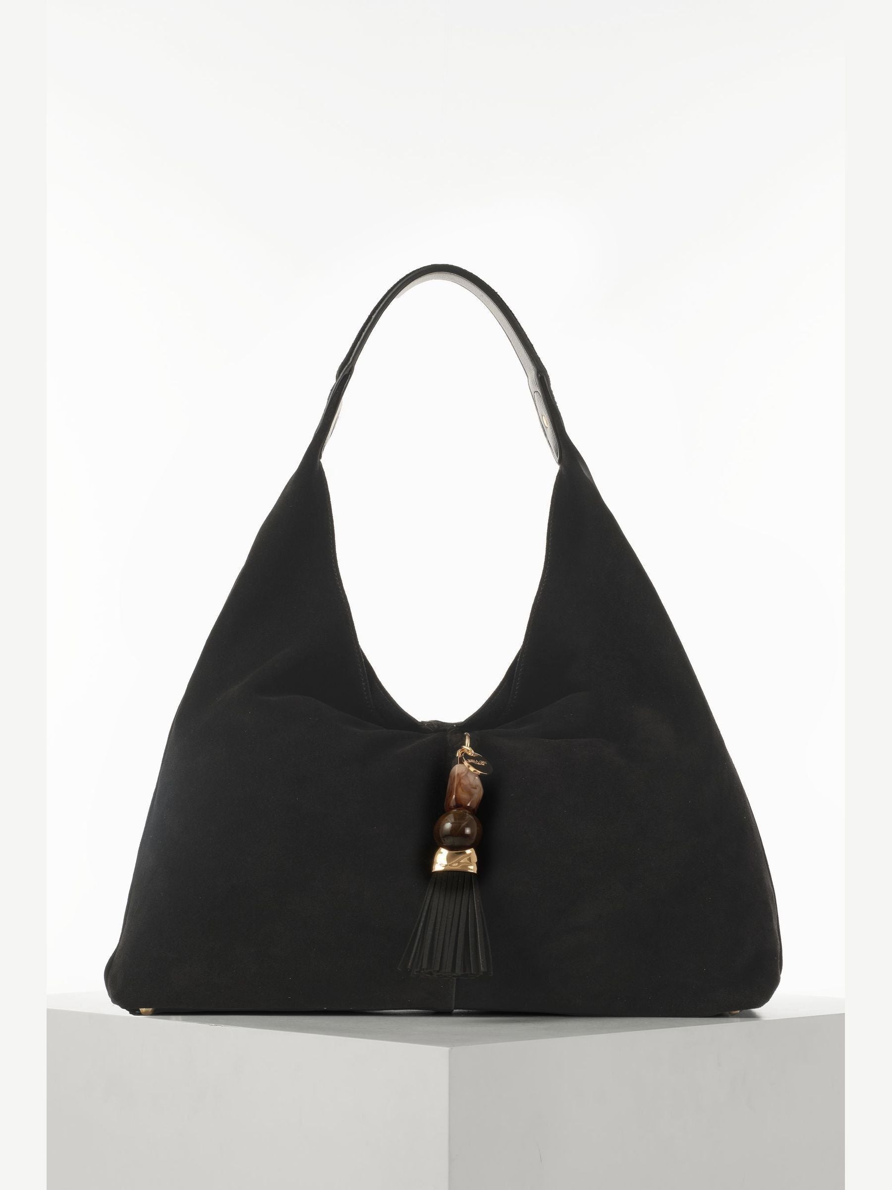 Luella Grey Black Pandora Suede Hobo Bag