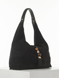 Luella Grey Black Pandora Suede Hobo Bag