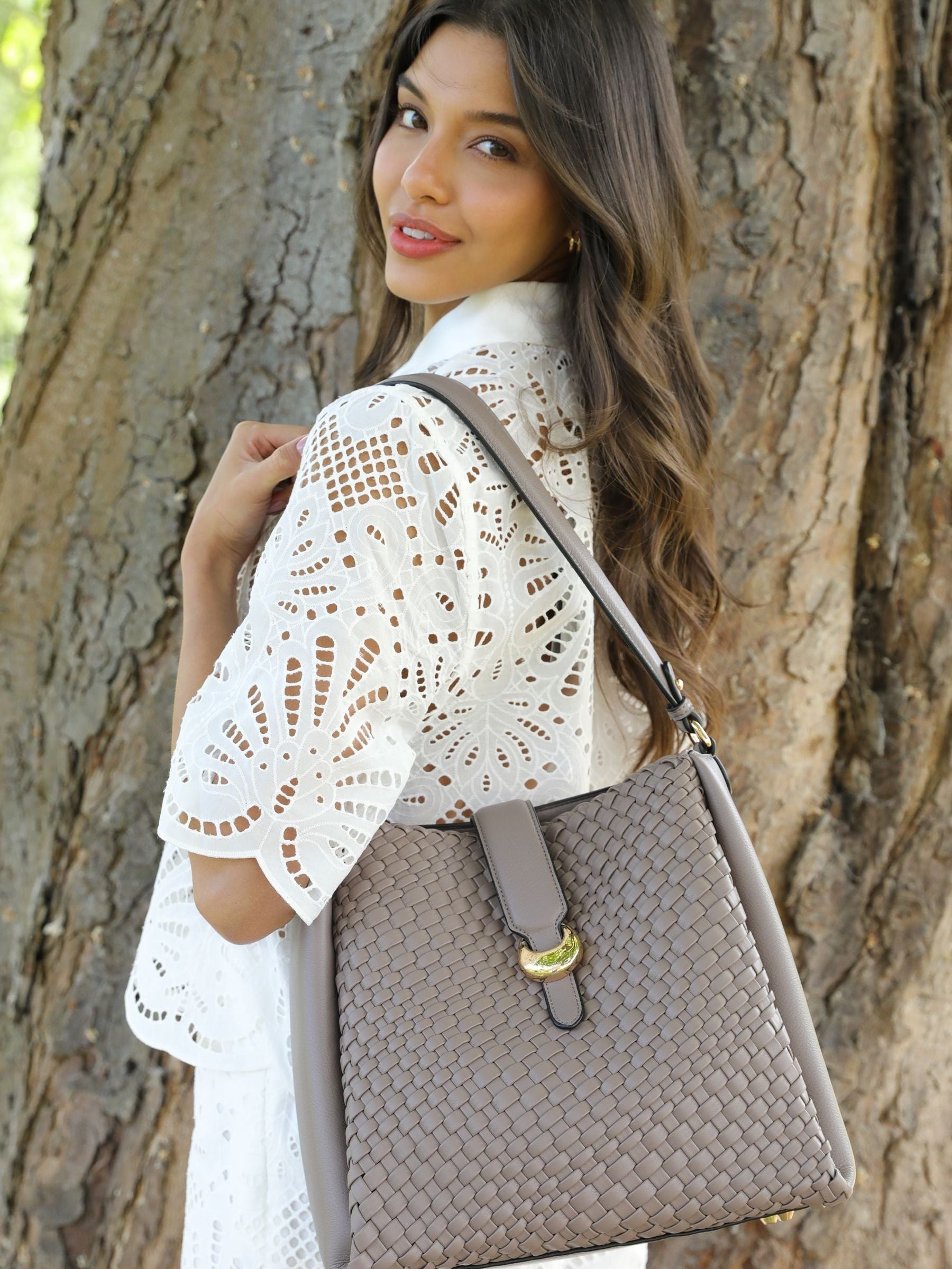 Luella Grey Flora weave hobo bag, imported from the UK