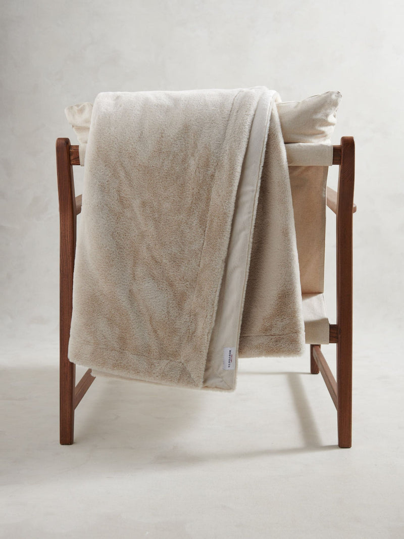 US Polo Assn Silver Birch fur-style throw 130x170cm (British brand)