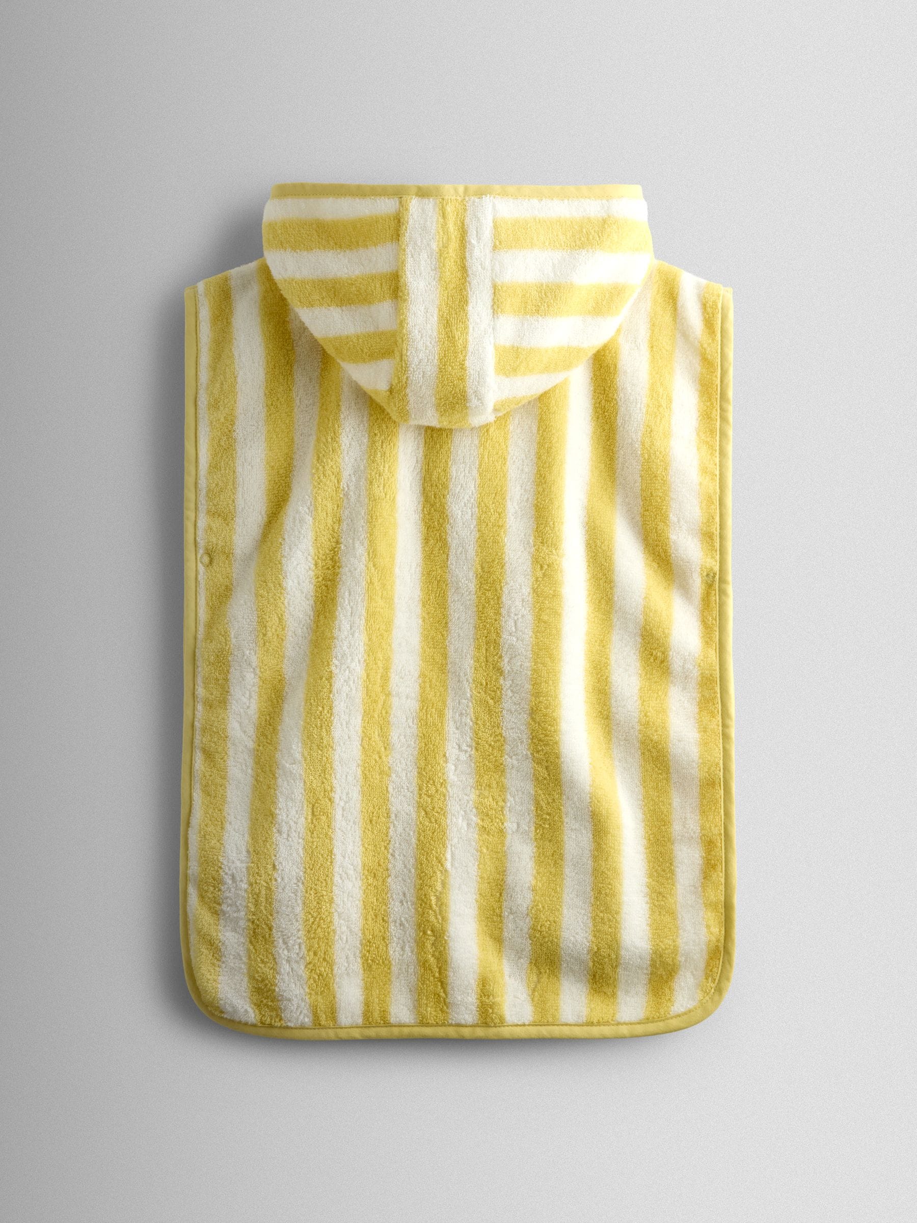 JoJo Maman Bébé yellow stripe daisy hooded poncho towel (British brand)