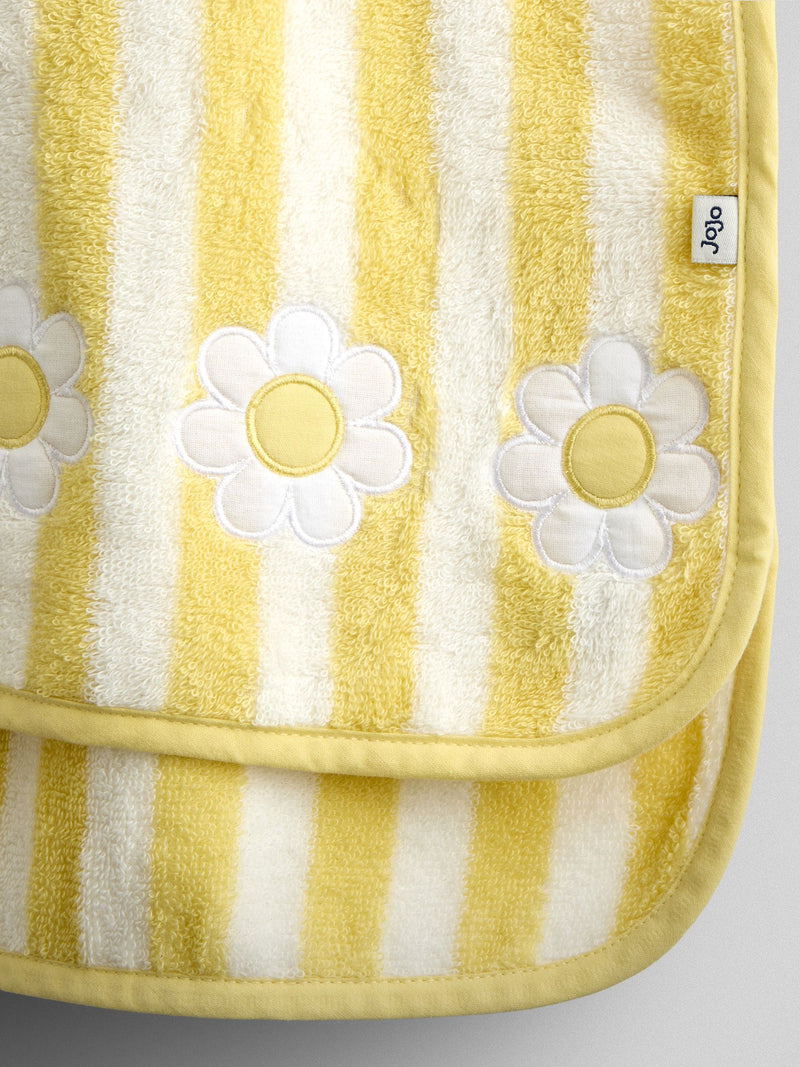 JoJo Maman Bébé yellow stripe daisy hooded poncho towel (British brand)