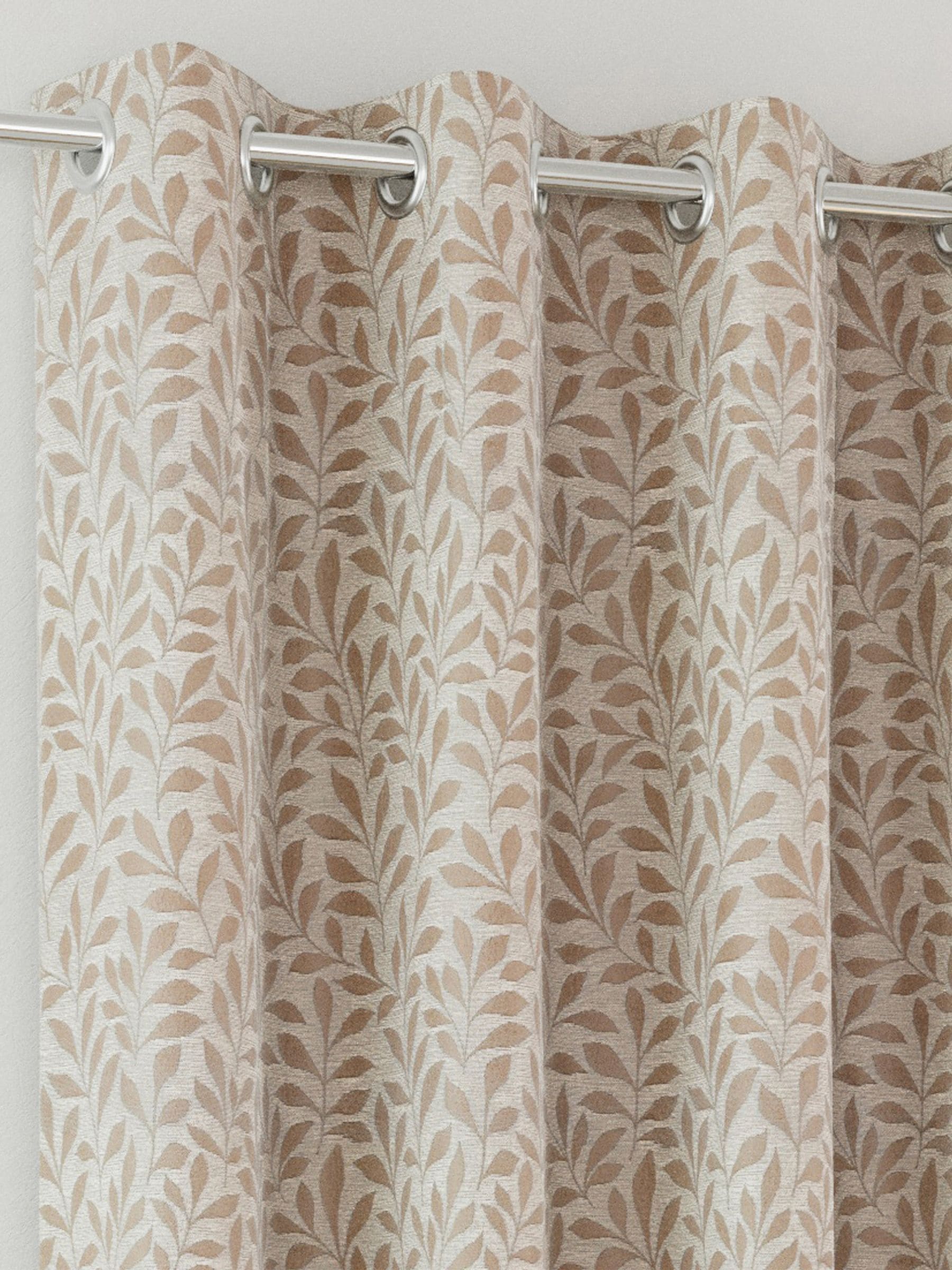 Enhanced Living Natural Sherwood Blackout Eyelet Leaf Pattern Curtains
