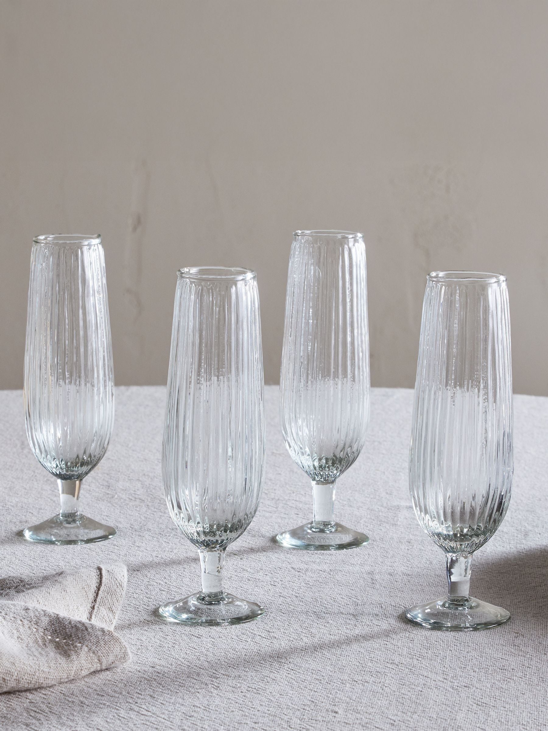 Nkuku clear Otuba champagne flutes set of 4, imported from the UK