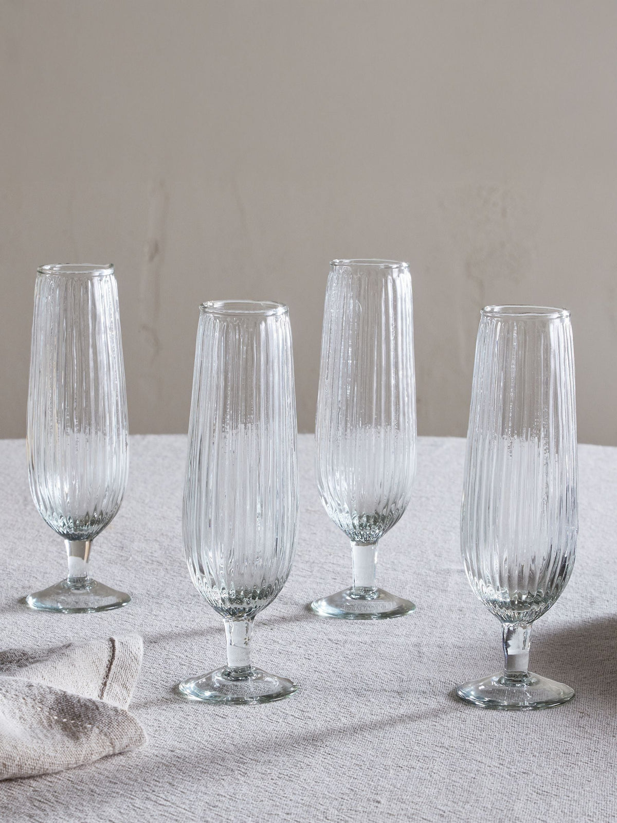 Nkuku clear Otuba champagne flutes set of 4, imported from the UK
