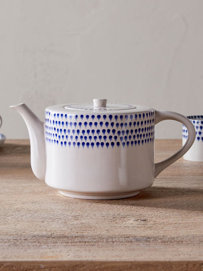 Next Nkuku Cream Indigo Drop 4 Person Teapot- Buy online at McGrocer