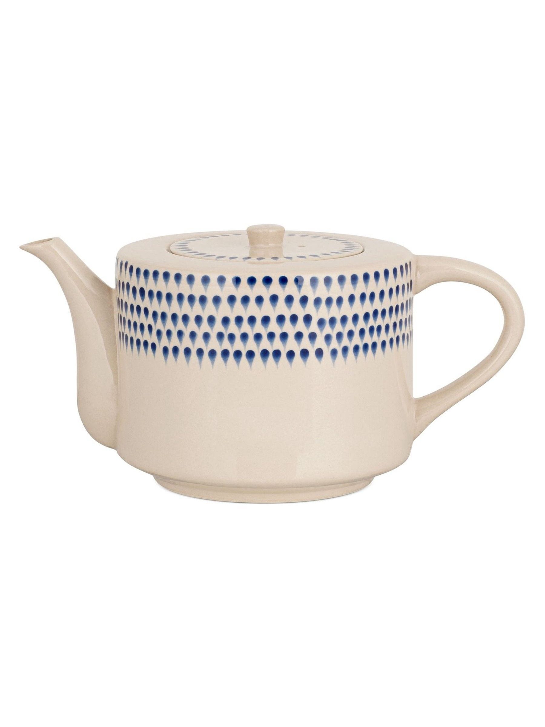 Nkuku Cream Indigo Drop 4 person teapot - British product