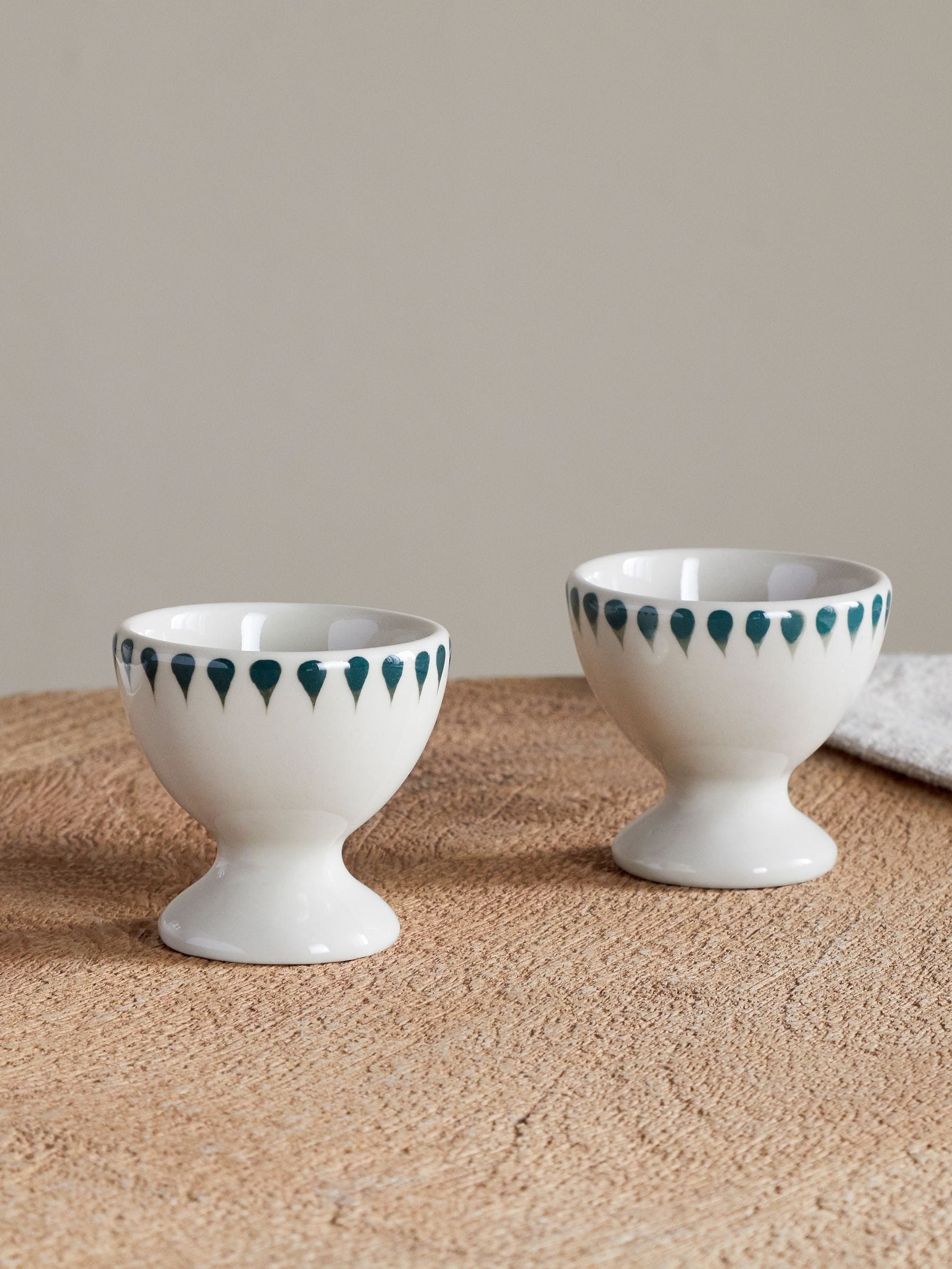 Nkuku Cream Juniper Drop egg cup 5cm, imported from the UK