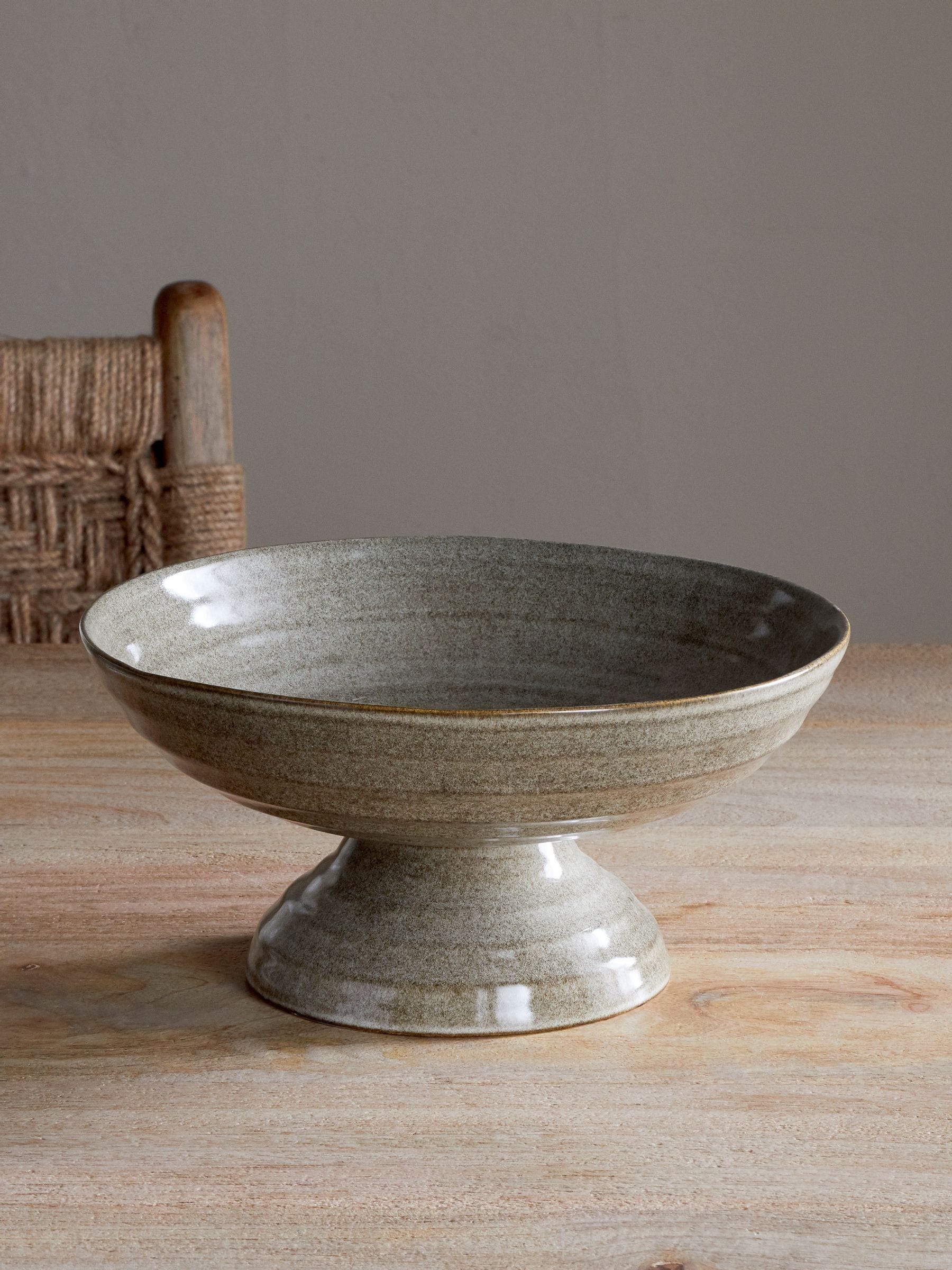 Nkuku Grey Valinha footed bowl 23.5cm - British product