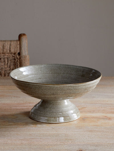 Next Nkuku Valinha Grey Earthenware Footed Bowl- Buy online at McGrocer
