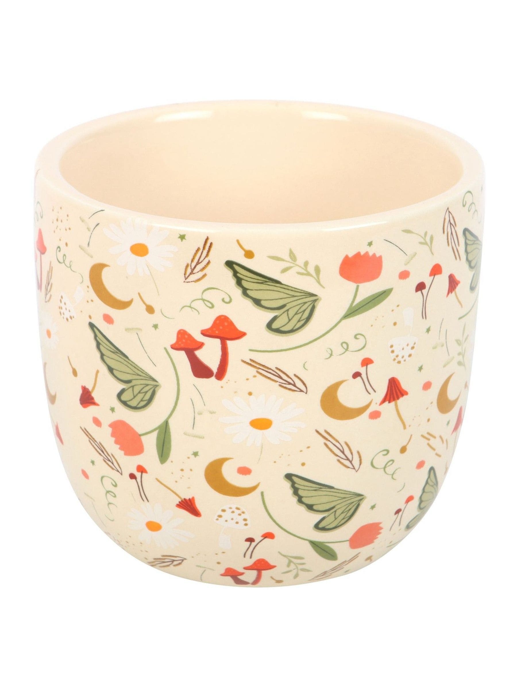 Something Different Cream Fairy Folklore Print ceramic plant pot - British product