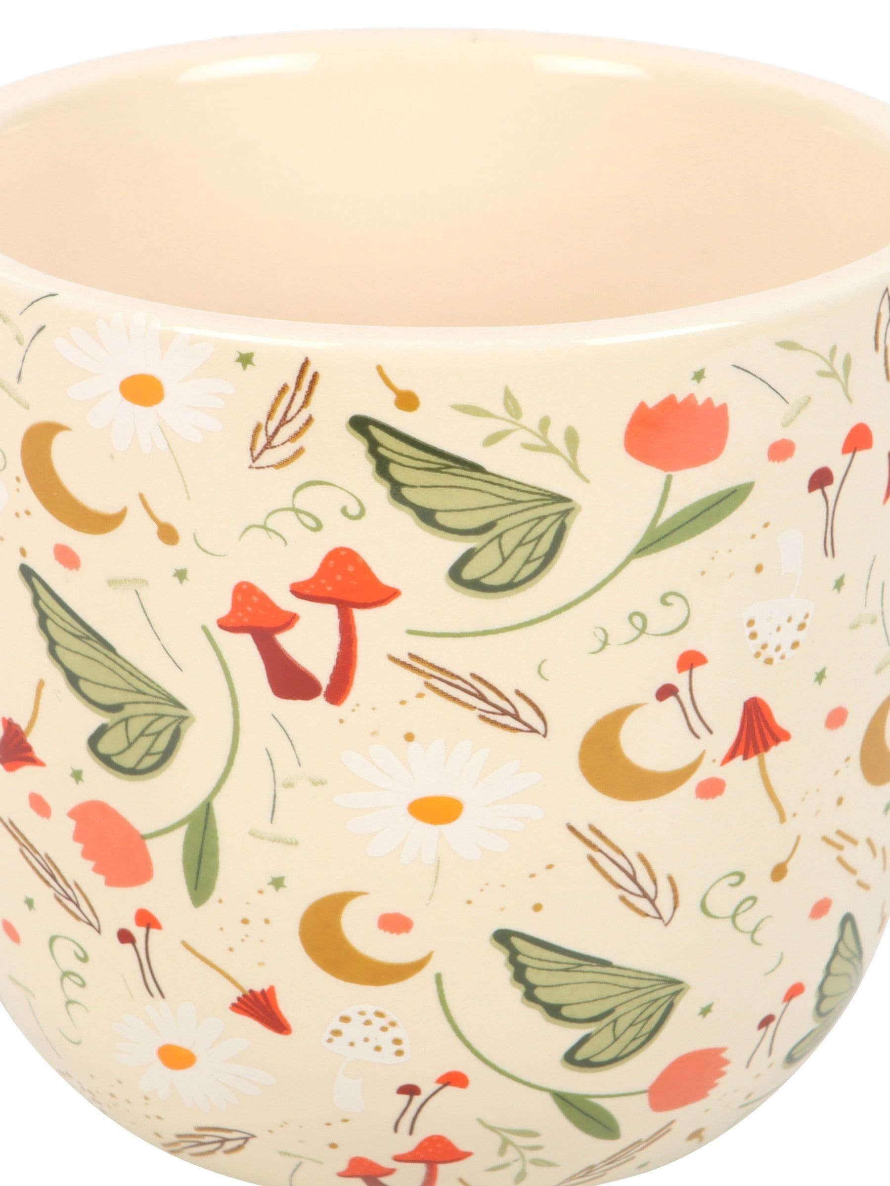 Something Different Cream Fairy Folklore Print ceramic plant pot - British product
