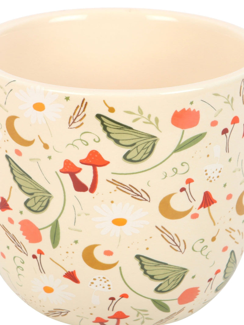 Something Different Cream Fairy Folklore Print ceramic plant pot - British product