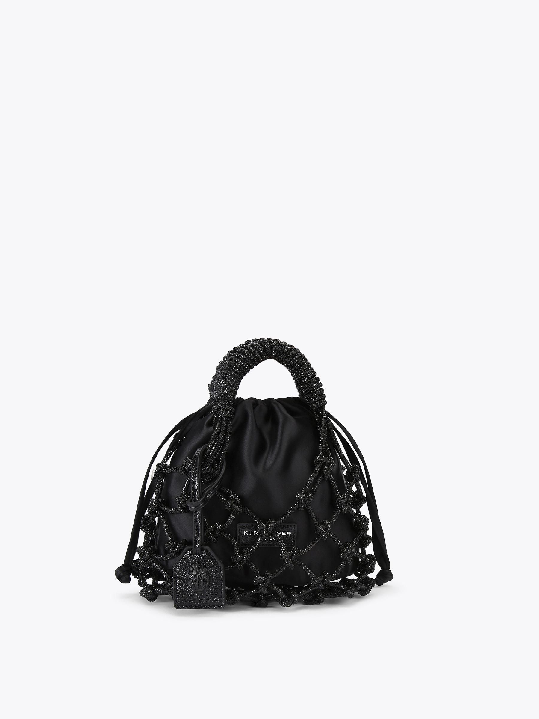 Kurt Geiger London Black Small Macrame Crystal Bag