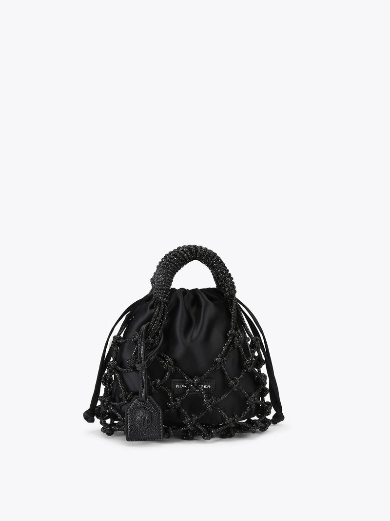 Kurt Geiger London Black Small Macrame Crystal Bag
