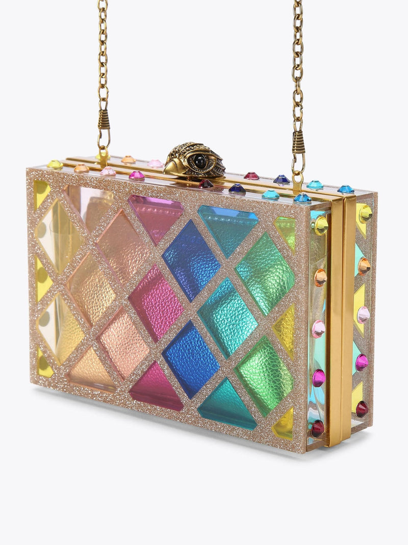 Kurt Geiger London crystal quilt box clutch bag - British product