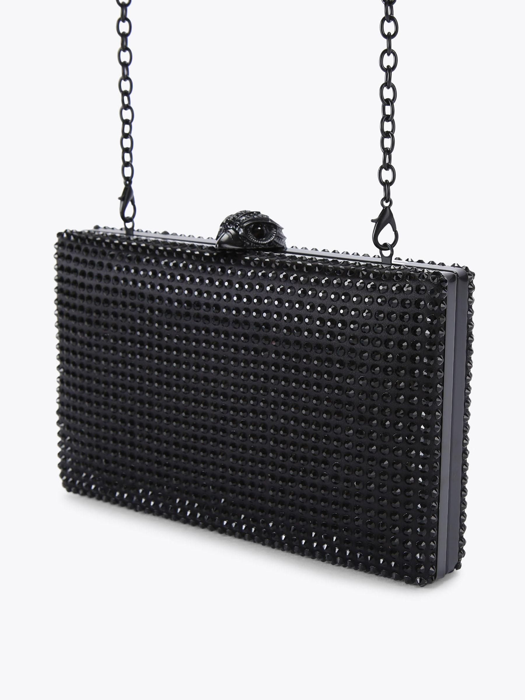 Kurt Geiger London black crystal Kensington clutch bag, imported from the UK