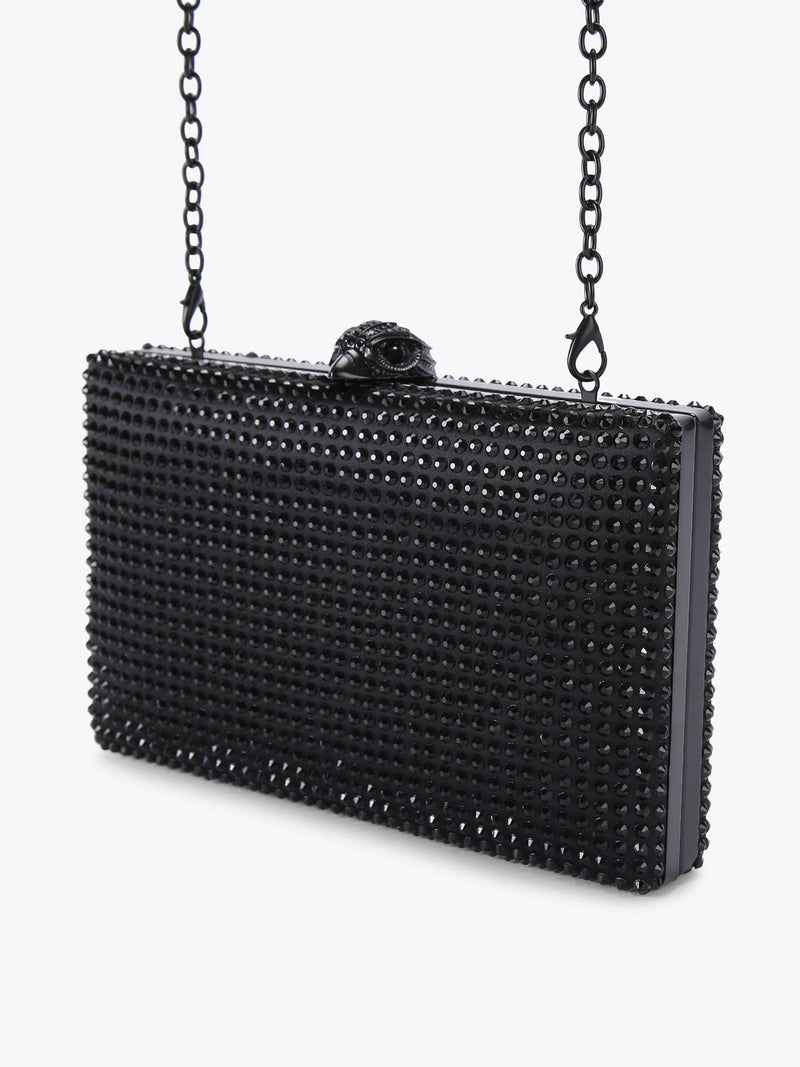 Kurt Geiger London black crystal Kensington clutch bag, imported from the UK
