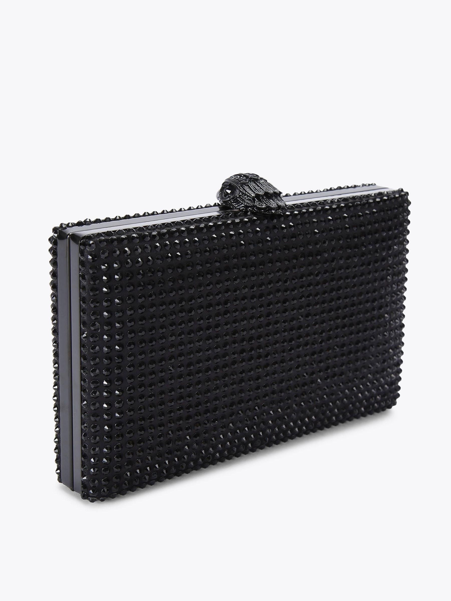 Kurt Geiger London black crystal Kensington clutch bag, imported from the UK